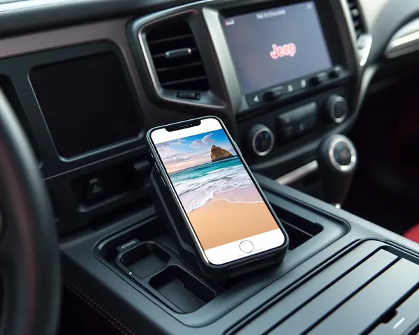 Beautiful Beach Scene iPhone Wallpaper on Jeep Cherokee Console