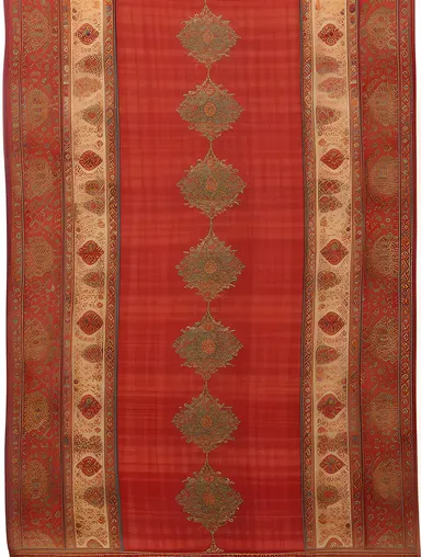 Beautiful Bukhara-Style Embroidered Silk Fabric with Intricate Patterns