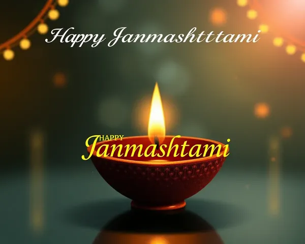 Beautiful Cursive Font Happy Janmashtami Diya Message