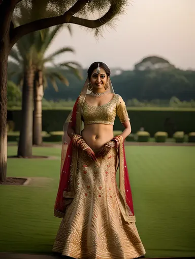 Beautiful Dulhan Image: Elegantly Adorned in Vibrant Red and Gold