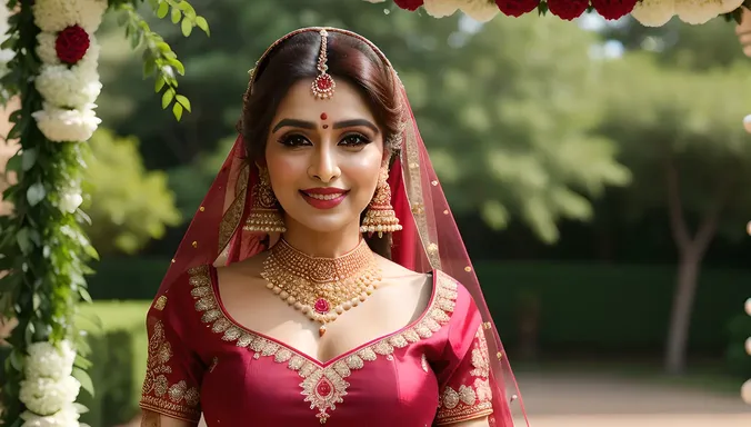 Beautiful Dulhan in Traditional Indian Wedding Attire
