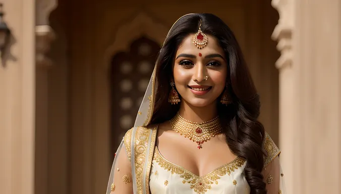 Beautiful Indian Girl Highlights Curvaceous Figure