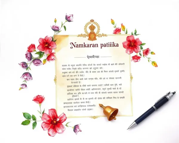 Beautiful Watercolor Namkaran Patrika with Delicate Flowers and Leaves