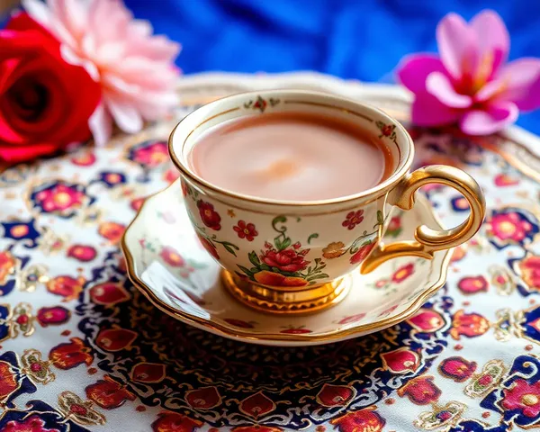 Beautifully Decorated Cup of Sambrani Tea with Intricate Patterns