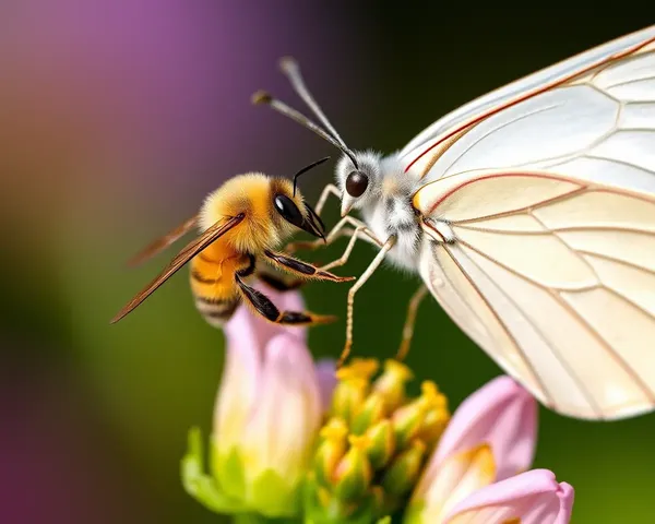 Bee and Butterfly Share Sweet Floral Feast