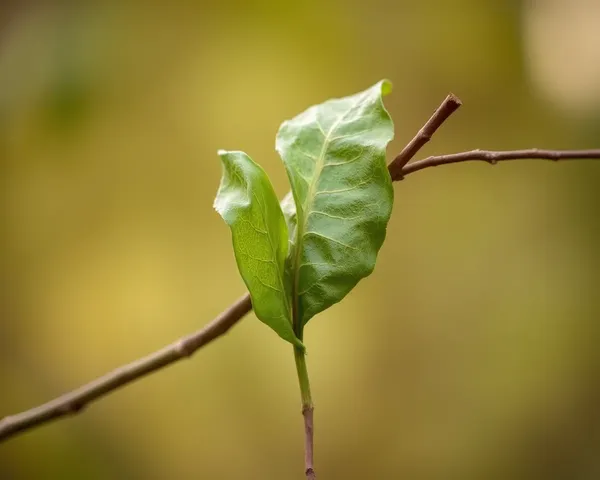 Bel Patra Leaf Wrapped Around Slender Branch with Soft Focus