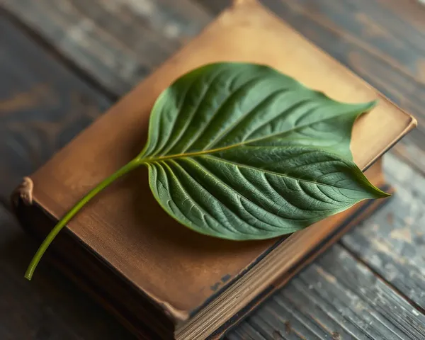 Bel Patra Leaf on Vintage Book with Rustling Pages