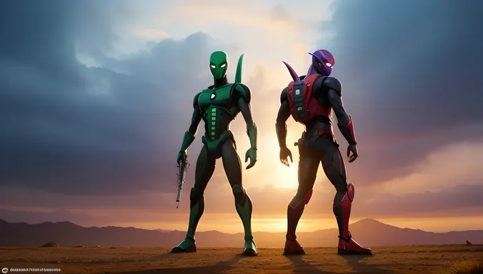 Ben and Gwen Stand Back-to-Back as Alien Forms with Omnitrix