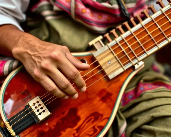 Bengali Musician's Hands Swirl Over Esraj Strings