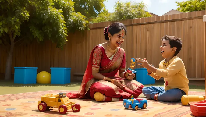 Bhabhi's Fun Day with Kids in Backyard