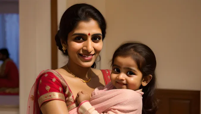 Bhabhi's Joyful Moment with Newborn Niece or Nephew