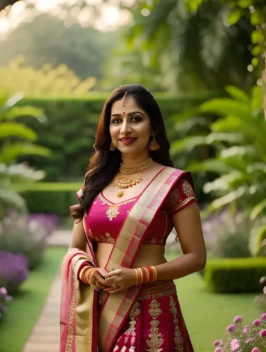 Bhabhi in Traditional Outfit in Vibrant Garden