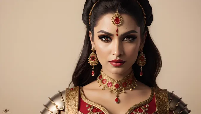Bhadrakali's Fierce Armor: Blazing Eyes and Gemstones