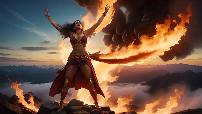 Bhadrakali Unleashes Destruction: Mountain of Skulls and Flames