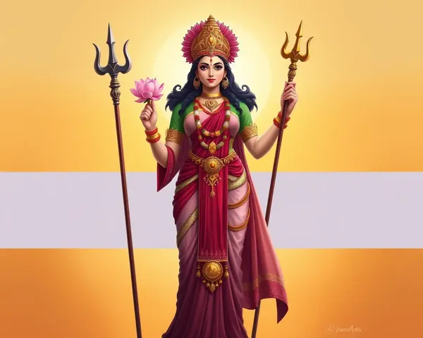 Bharat Mata with Lotus Flower and Trident Illustration