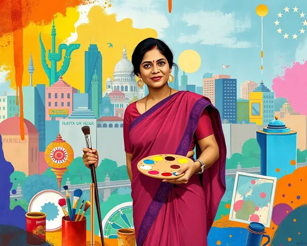 Bhavi Amadar: Indian Artist with Colorful Cityscape Background