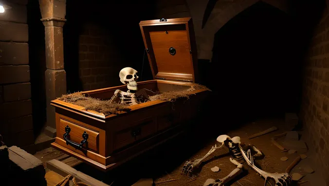 Bhoot Emerging from Coffin in Crypt