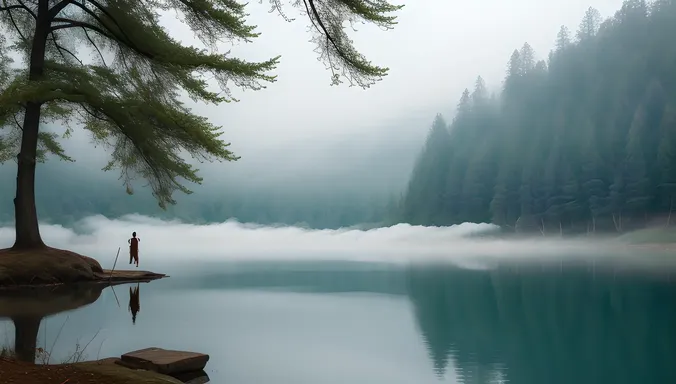 Bhoot Floating Above Eerie Foggy Lake