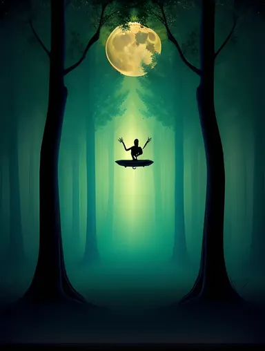 Bhoot Floats Above Haunted Forest with Glowing Mushrooms