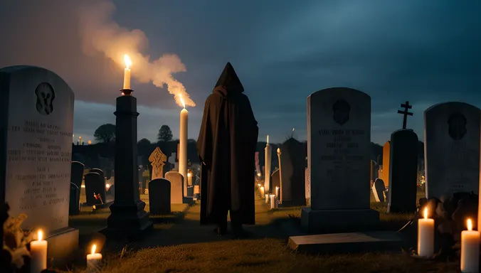 Bhoot Photo: Spooky Graveyard with Ghostly Person in Black Cloak