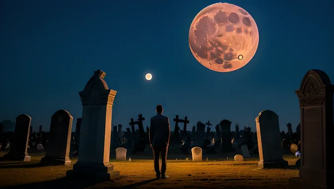 Bhoot Standing in Front of Haunted Graveyard