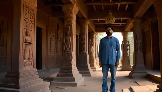 Bhoot Standing in Front of Haunted Temple