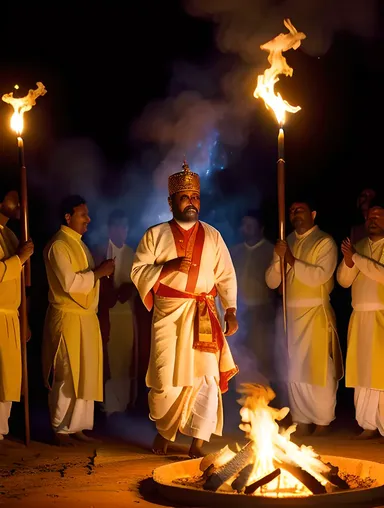 Bindusara Performing Ritual with Priests and Brahmins