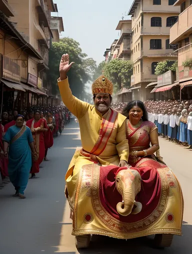 Bindusara in Grand Procession on Majestic Elephant