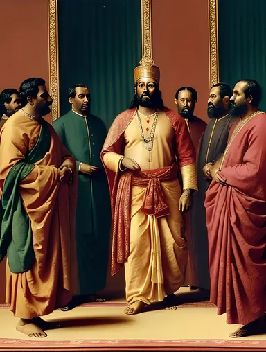 Bindusara in Royal Court Discussing State and Diplomacy