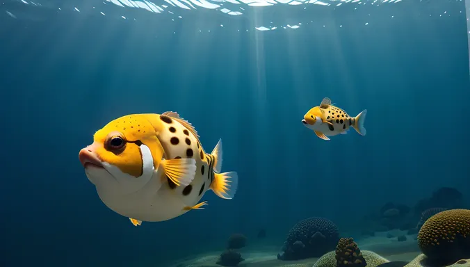 Bioluminescent Halo Surrounds Mystical Puffer Fish