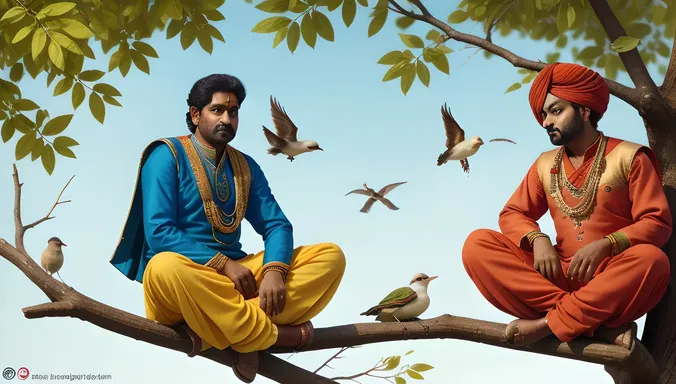 Birbal's Sly Images: Contemplating Next Witty Remark