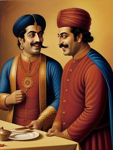 Birbal's Witty Banter Delights Akbar at the Banquet