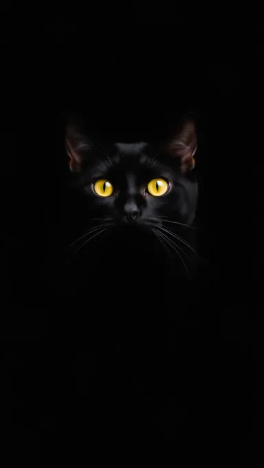 Black Cat Disappears into Black Background Scene