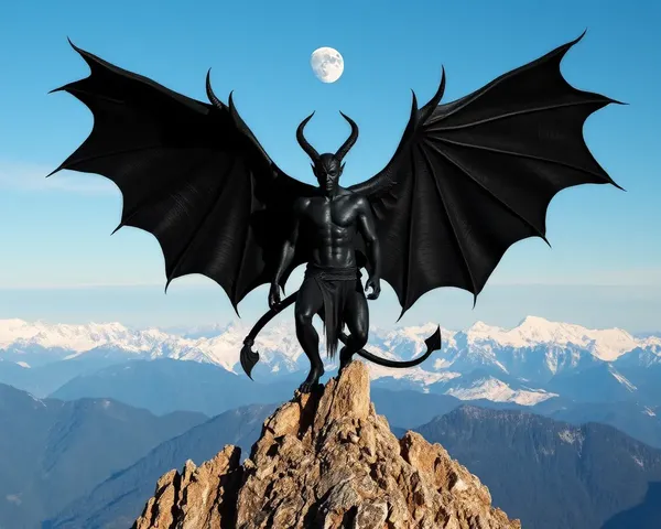 Black Devil on Mountain Peak with Breathtaking Landscape Wallpaper