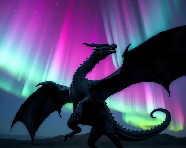 Black Dragon Spreads Wings Amidst 4K Aurora Borealis