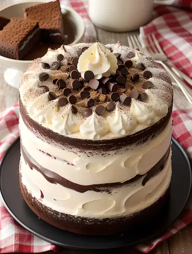 Black Forest Cake with Whipped Cream and Chocolate Shavings