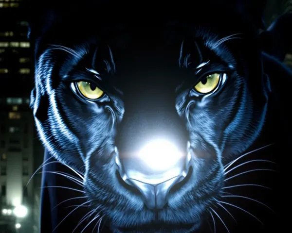 Black Panther's Face in Dark Cityscape