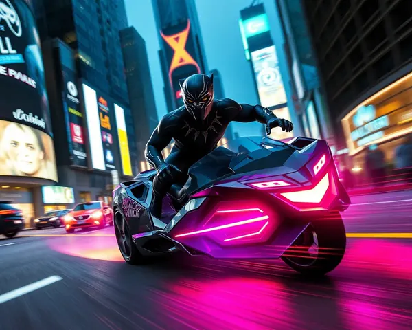 Black Panther Racing in Futuristic City