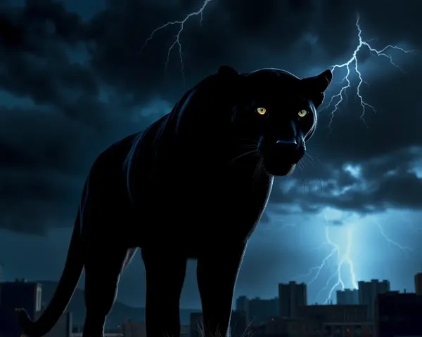Black Panther Stands Tall in Stormy Night