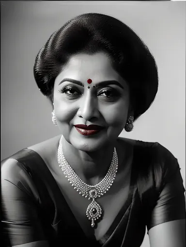 Black and White Vyjayanthimala with Elegant Demeanor