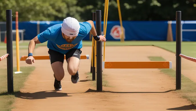 Blindfolded Adventurer Navigates Obstacle Course