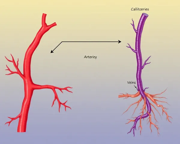Blood Vessel Types Chart Including Arteries, Veins, and Capillaries