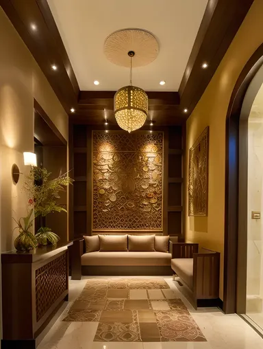 Bohemian Boutique Hotel Lobby with Eclectic Decor and Natural Materials