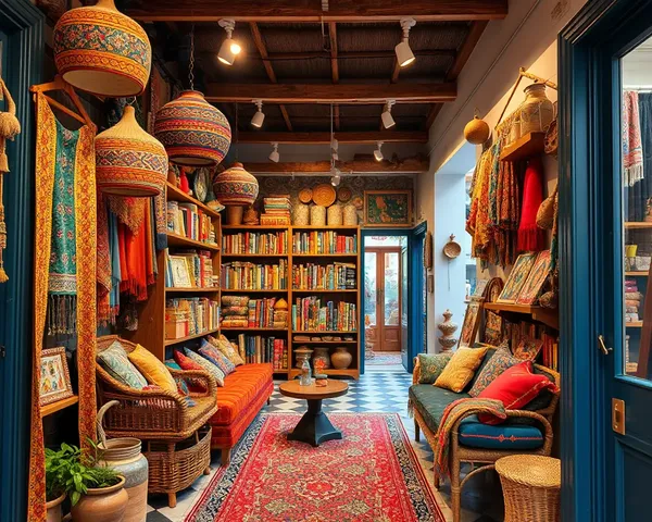 Bohemian Kirana Store with Colorful Flex Design and Handmade Textiles
