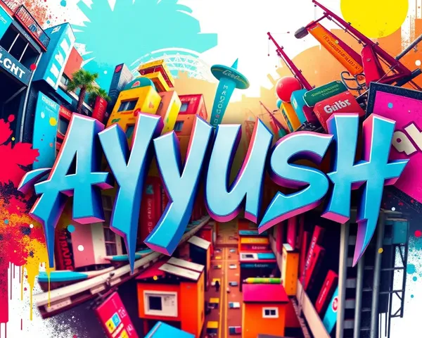 Bold **Ayush** in Graffiti Cityscape