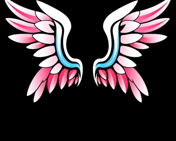 Bold Angel Wings in Bright Colors on Black Background