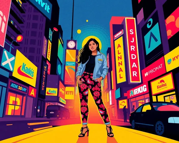 Bold Graphic Illustration of Bhavi Amadar in Neon City