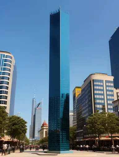 Bold Kaliamman Sculpture in Modern City Square with Urban Skyscrapers