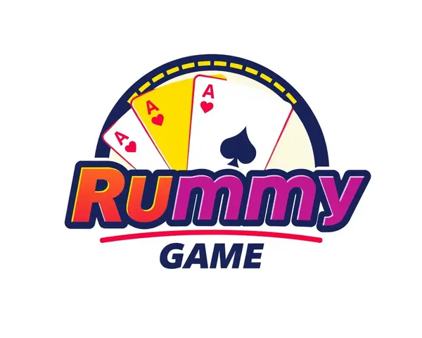 Bold Rummy Game Logo with Geometric Shapes and Bright Colors