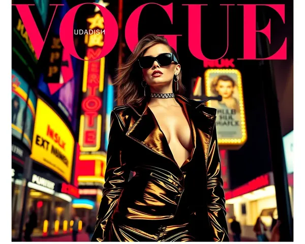 Bold Vogue Poster: Avant-Garde Supermodel in Neon City